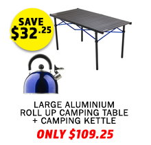 Large Aluminium Roll Up Camping Table + Camping Kettle