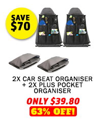 2x Car Seat Organiser + 2x Plus Pocket Organiser