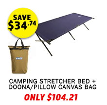 Camping Stretcher Bed + Doona/Pillow Canvas Bag