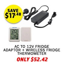 AC To 12V Fridge Adaptor + Wireless Fridge Thermometer