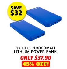 2 x Lithium Power Bank 10000mAh Blue