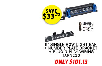 6 Single Row Light Bar + Number Plate Bracket + Plug N Play Wiring Harness