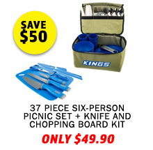 37 Piece Six-Person Picnic Set + Knife and Chopping Board Kit