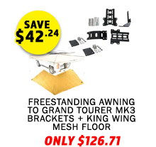 Freestanding Awning to Grand Tourer MK3 Brackets + 270 King Wing Awning - Mesh Floor