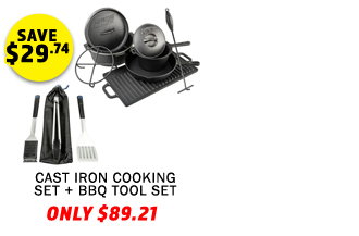 Cast Iron Cooking Set + BBQ Tool Set