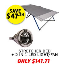 Stretcher bed + 2 in 1 LED Light/Fan