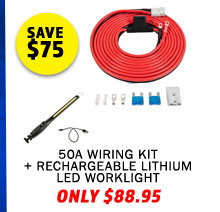 50A Wiring Kit + Rechargeable Lithium LED Worklight