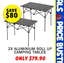 2x Aluminium Roll Up Camping Table