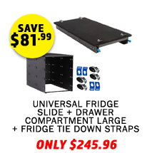 Universal Fridge Slide + Drawer Compartment Large + Fridge Tie Down Straps - (4 Pack)