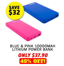 Blue 10000mAh Lithium Power Bank + Pink 10000mAh Lithium Power Bank