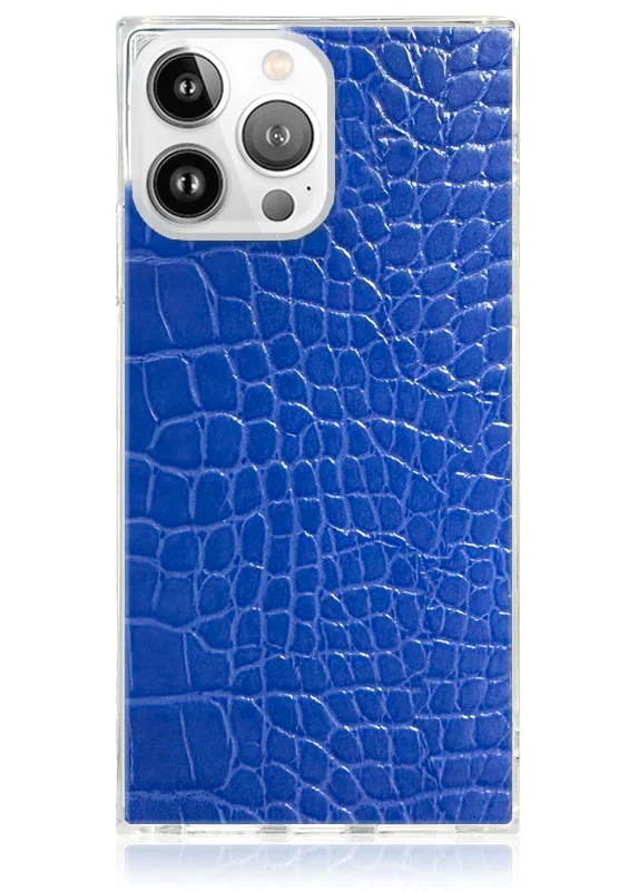 Image of SQUARE® Blue Crocodile Faux Leather iPhone Case
