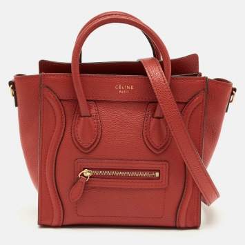 Luggage Red Leather Tote Bag