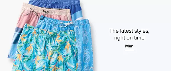 A stack of shorts. The latest styles, right on time. Men.