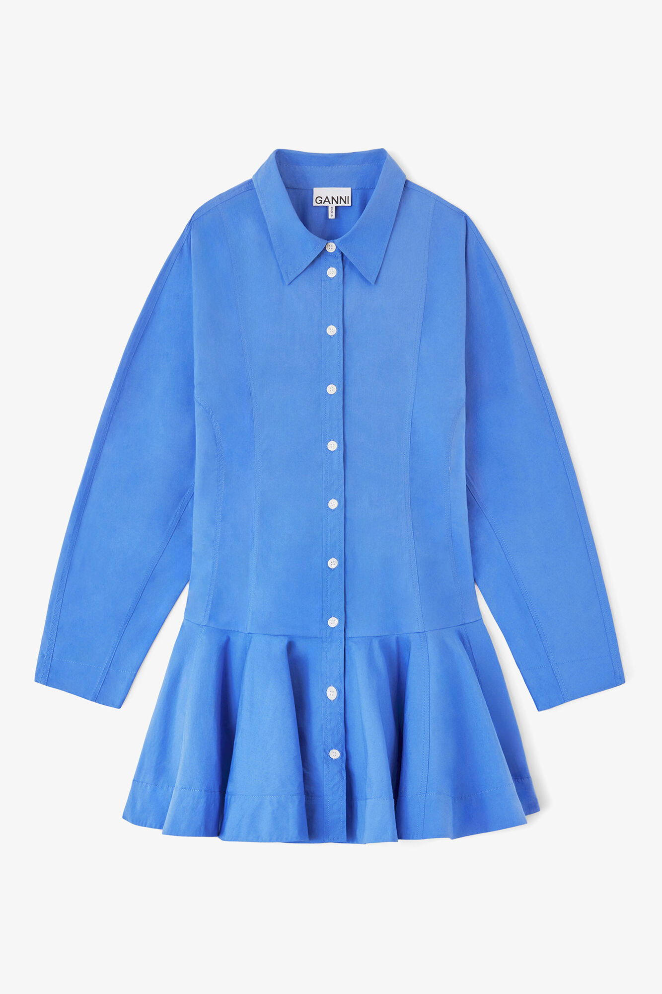 Shirt Dress in Blue Cotton