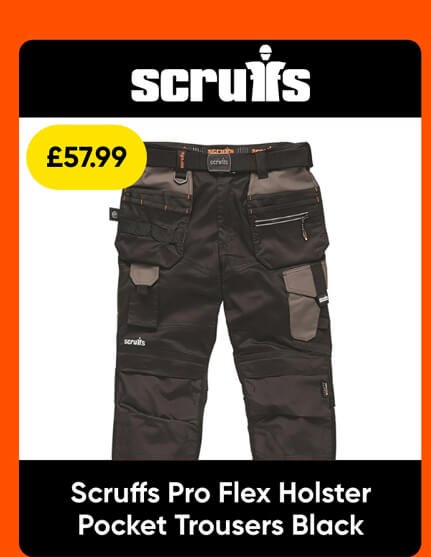 Scruffs Pro Flex Holster Pocket Trousers Black 36