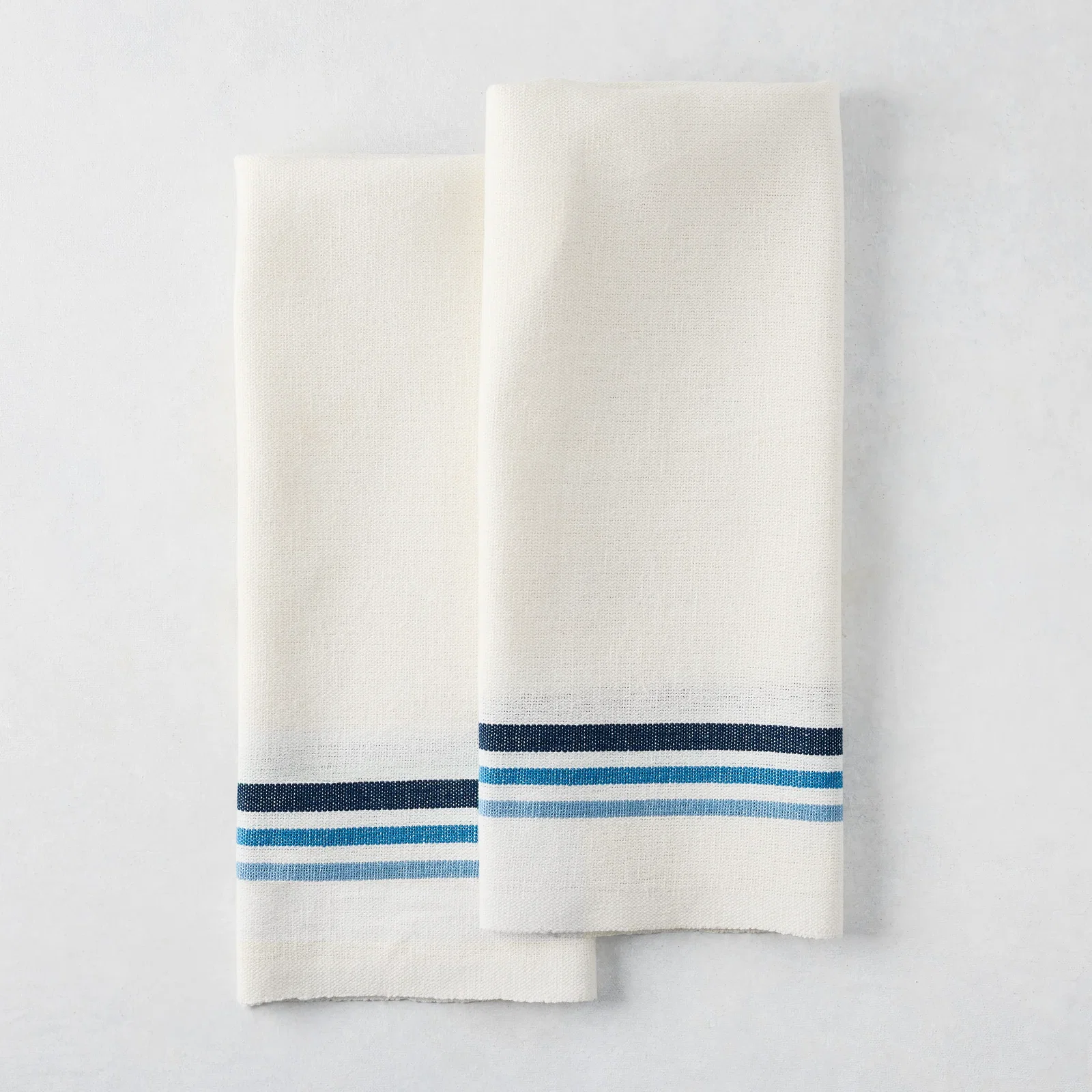 Image of Blue Triple Stripe Hand Towel, Set of 2