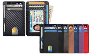 Slim Front Pocket RFID Blocking Minimalist Leather Wallet for Men & Women