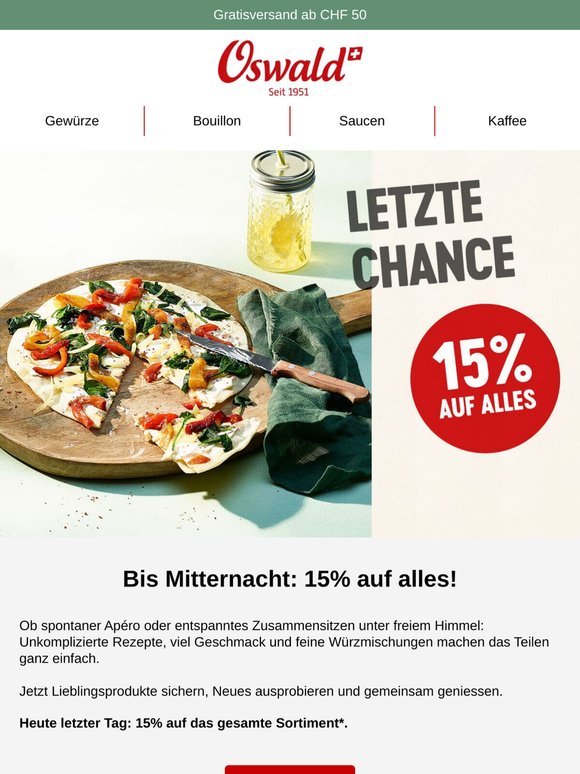 Letzter Tag: 15% auf alles – perfekt zum Teilen