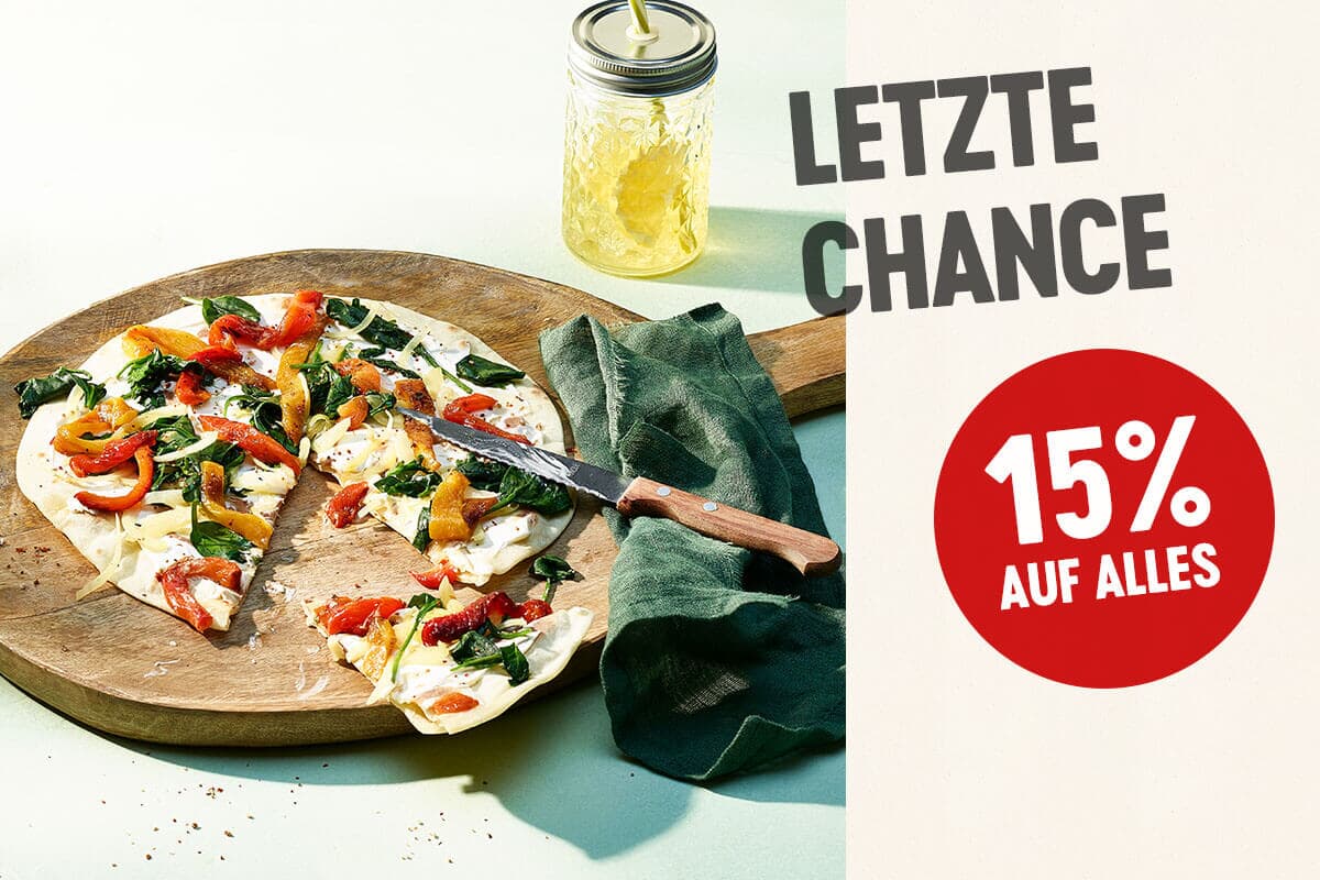 Fladenbrot mit grillierten Peperoni und Spinat - Letzte Chance, 15% auf alles, Oswald