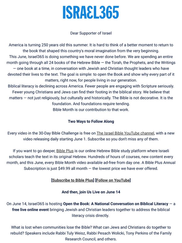 Israel365 Bible Month Is Here!
