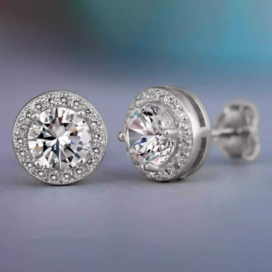Image of Halo Diamond Stud Earrings