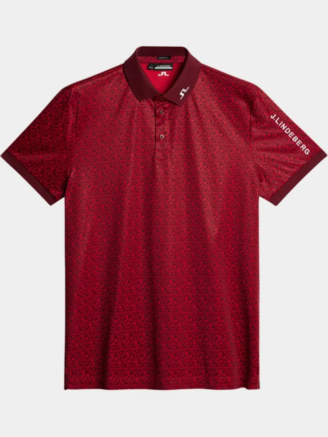J.Lindeberg  Tour Tech Reg Fit Print Halbarm Polo rot M
