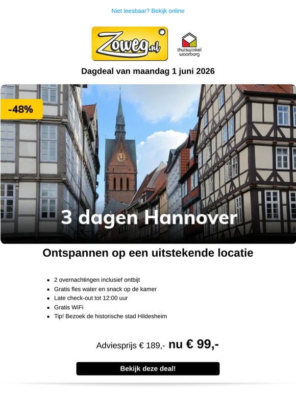 3 dagen Hannover nu 99,-