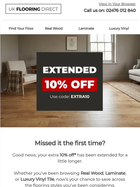 Your 10% Off Has Been Extended