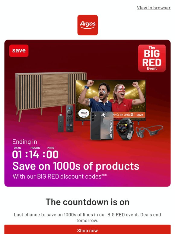 ⏰ Countdown’s on… BIG RED ends tomorrow