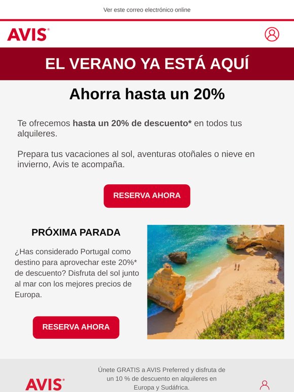 Hasta un 20% de descuento en alquiler de coches este verano