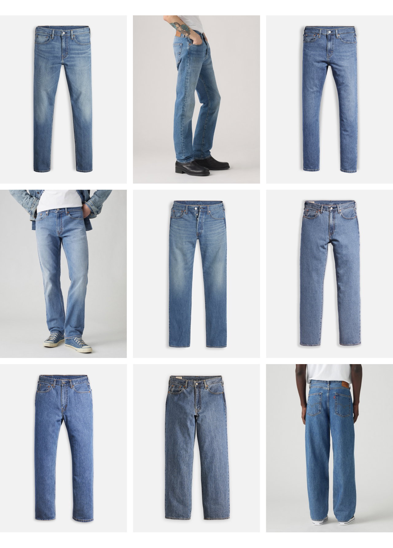 MEDIUM WASH JEANS DIFFERENT FITS