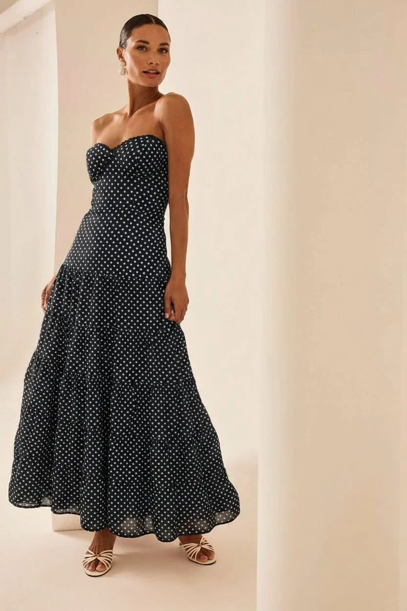 Image of  Long Dress Jimena - Black Dots