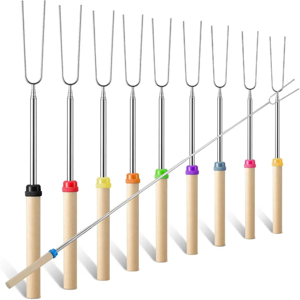 Marshmallow Roasting Sticks - Extendable Skewers - Stainless Steel Smores Sticks for Fire Pit