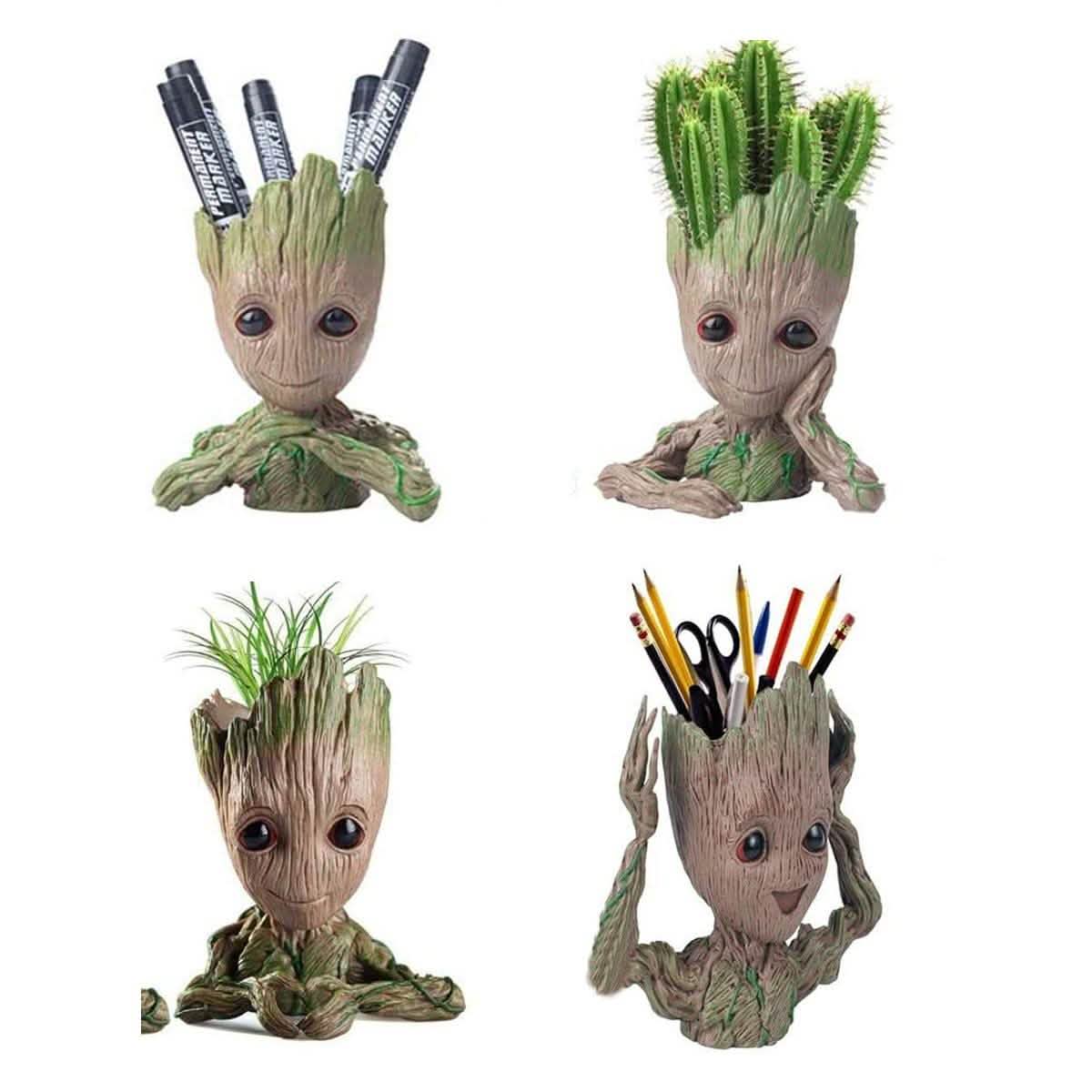 Image of Boxod Treeman Baby Groot Succulent Flower Pot with Hole Pen Holder