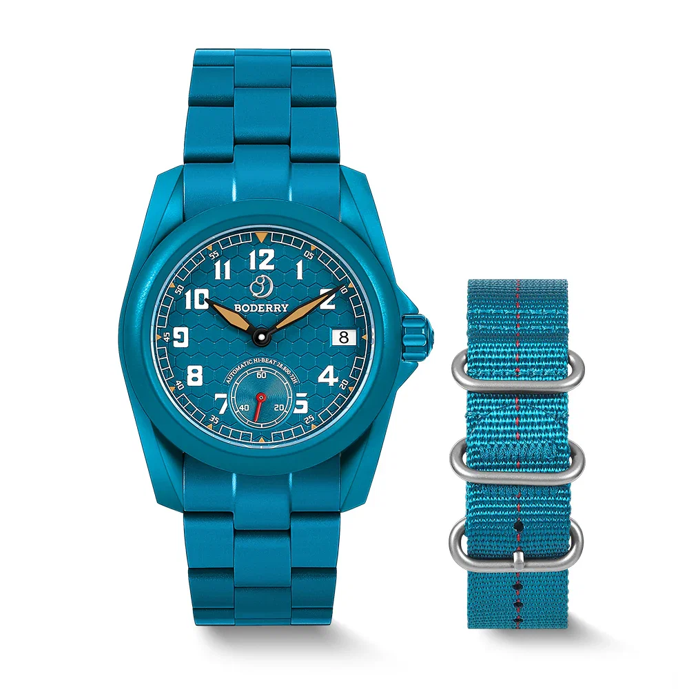 VOYAGER S72 – 72-Hour Power Reserve Titanium Automatic Field Watch, 100M Water Resistant | Cerulean Blue/Bracelet - With Date