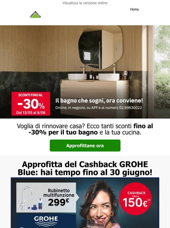 Un'ondata di sconti fino al -30% per il tuo bagno💦