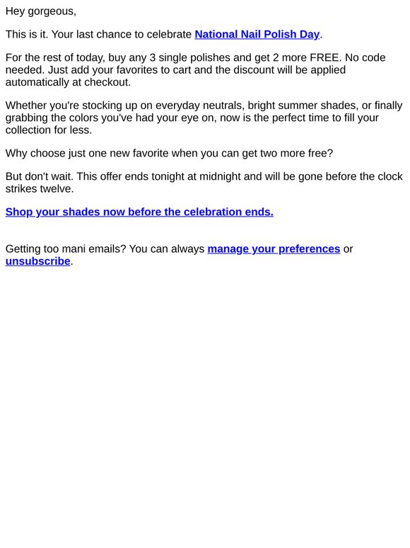 Last call for free nail polish