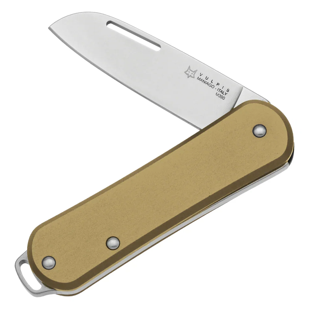 Image of Fox Knives Vulpis 108 Brass Polished Blade Folding Pocket Knife