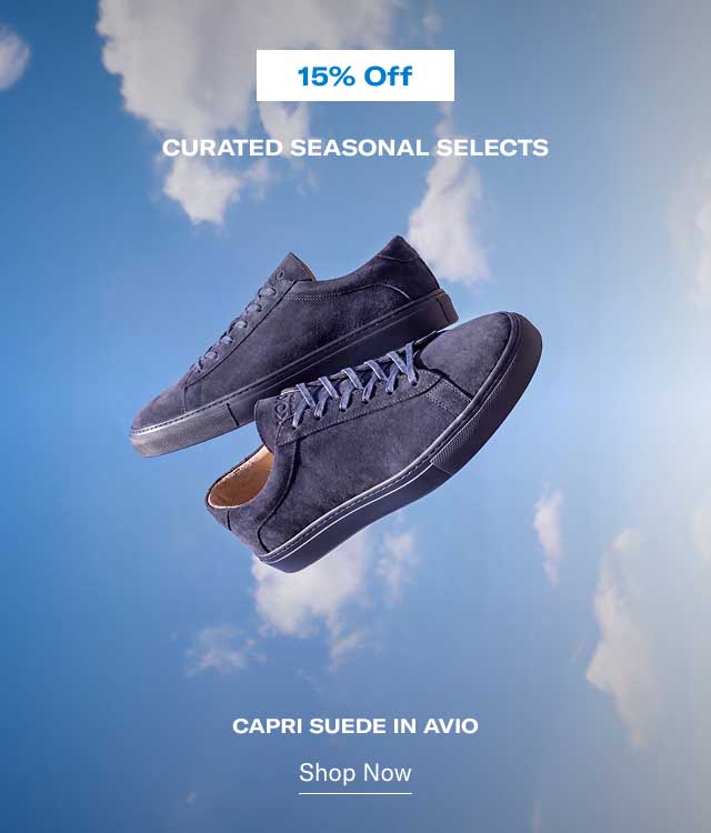 15% OFF CURATED SEASONAL SELECTS CAPRI SUEDE IN AVIO [Shop Now]