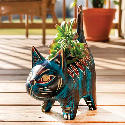 Santa Fe Clay Cat Planter