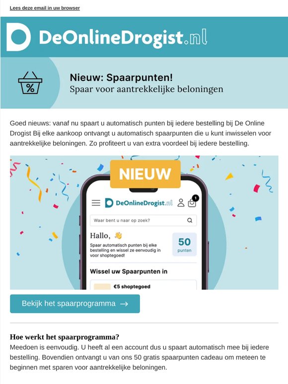 Nieuw! Spaarpunten bij De Online Drogist!