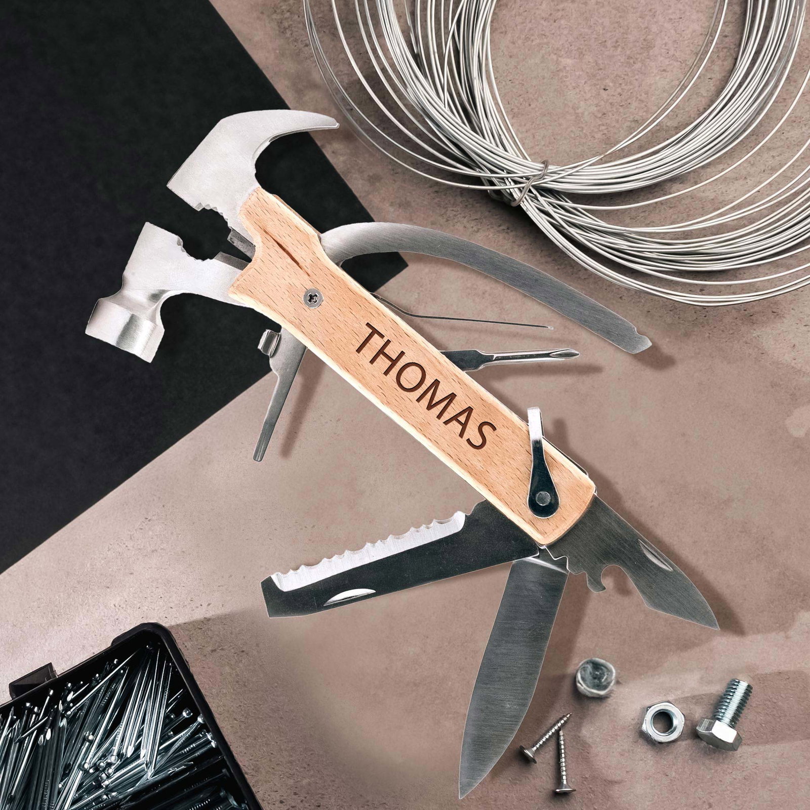 Image of Holz Hammer Multifunktionswerkzeug mit Namen
