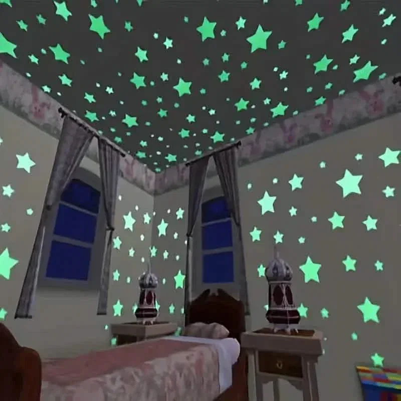 Image of 100-Pieces: Luminous Glow in the Dark Star Wall Stickers