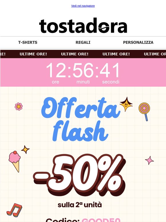 Ultima opportunità: -50% fino alle 23h59 ⏳