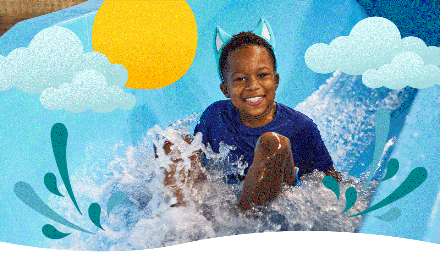 Boy enjoying the slide at Great Wolf Lodge