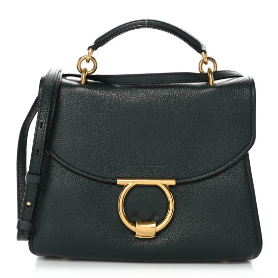 SALVATORE FERRAGAMO Calfskin Small Margot Top Handle Satchel Verde Olivo