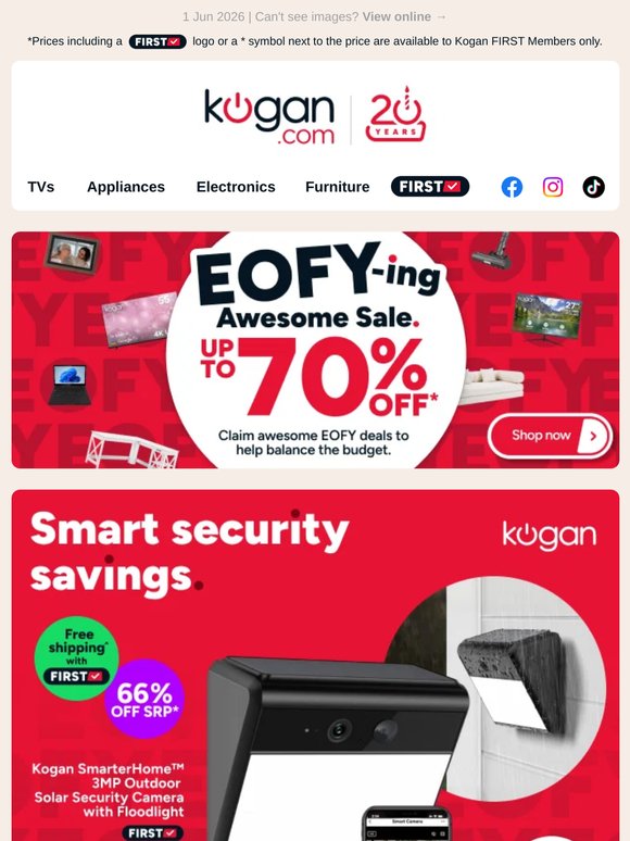 EOFY Security Savings 🔥 SmarterHome™ Solar Security Camera with Floodlight ONLY $59.99 (66% OFF standard retail price)