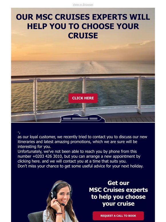 —, Your MSC Cruises Expert has a special message for you.