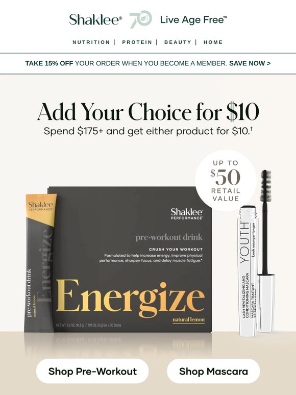 Pre-Workout or Mascara for $10. Pick Your Favorite.