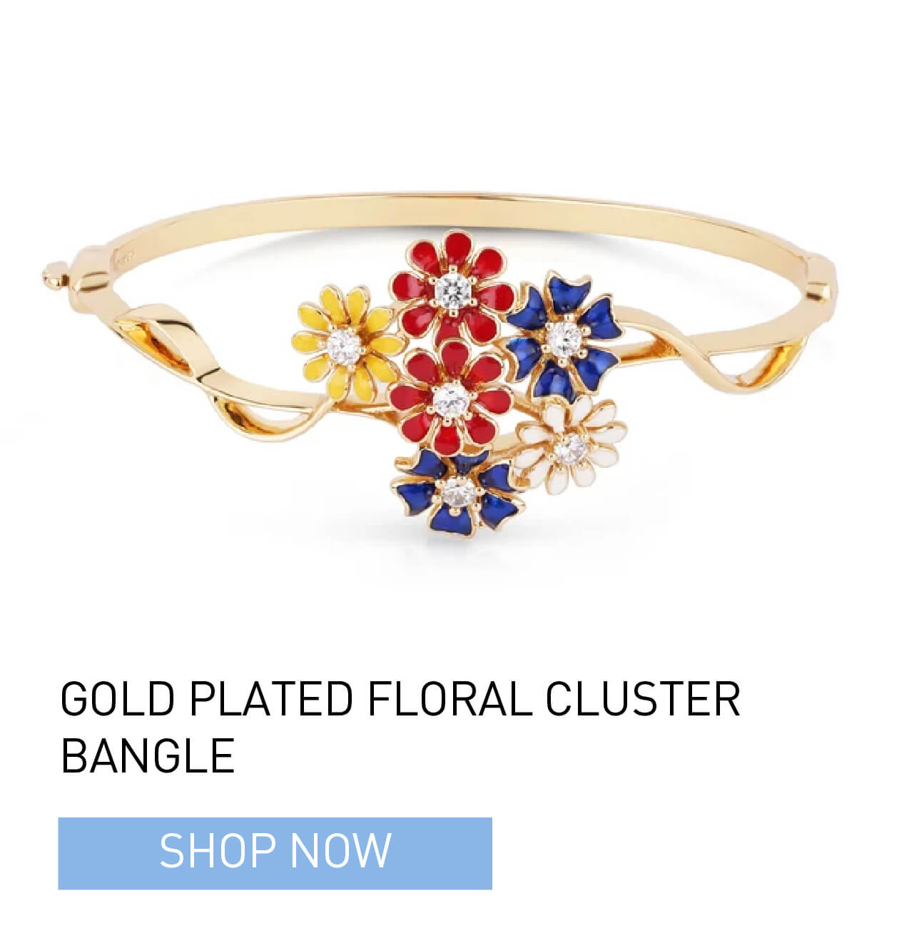 Gold Plated Floral Cluster Bangle